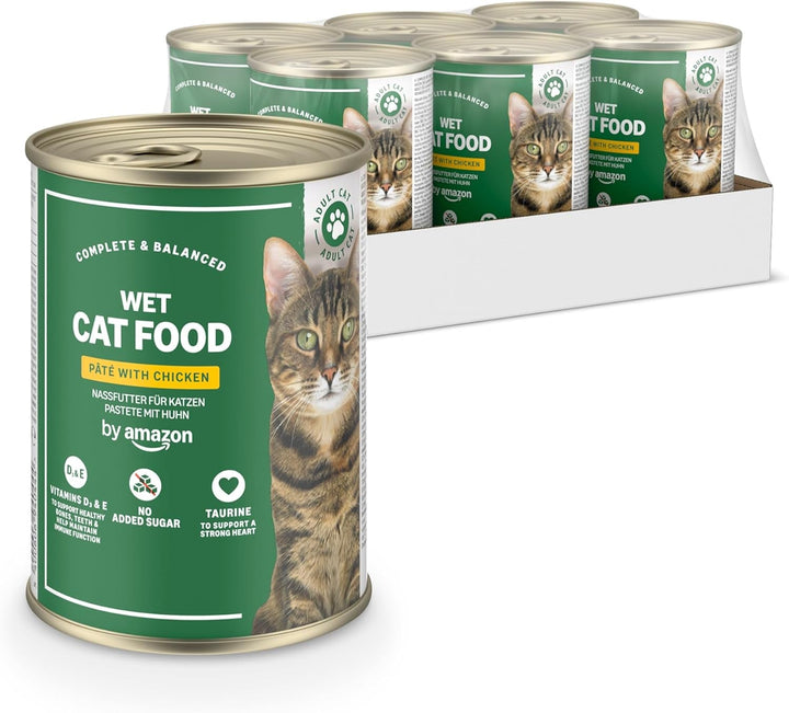 By Amazon Hrană umedă fără cereale pentru pisici, conservă, pateu de pui, 12 X 400 G