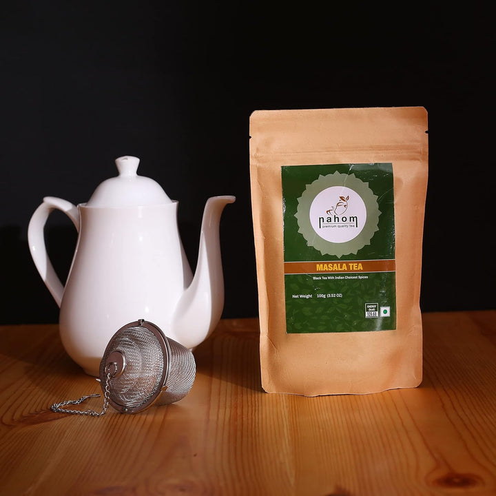 Ceai India'S Masala Chai cu frunze libere | 50 de cești, amestec de ceai negru, scorțișoară, cardamom, piper negru | Ceai Masala condimentat | Chai Latte Suited 3,53 oz/ 100 g pungă