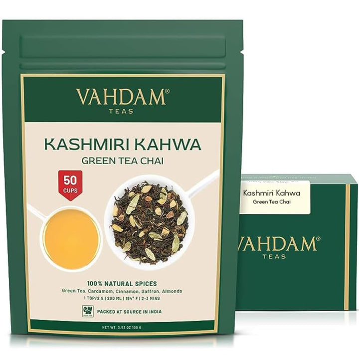 VAHDAM, ceai verde Himalayan (100 g) Ceai verde 100% pur din Himalaya | Fără gluten | Direct de la sursă din India | Preparare fierbinte/rece | Ceai verde vrac