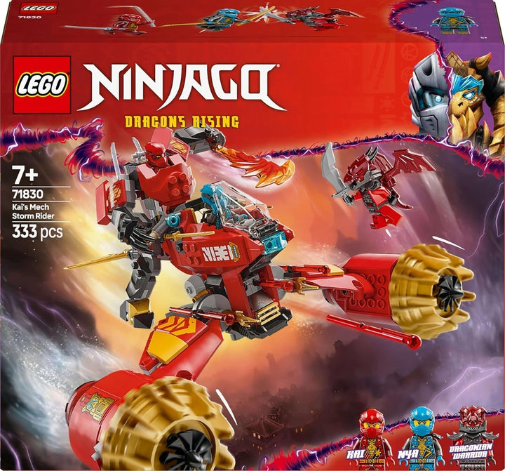 LEGO NINJAGO Kai's Storm Rider Mech - Jucărie motocicletă zburătoare cu 3 minifigurine - Mech cu cap, brațe și picioare mobile - Jucărie de construit - Cadou pentru băieți și fete cu vârsta de 7+ 71830 Seturi de constructie Besuche den LEGO-Store