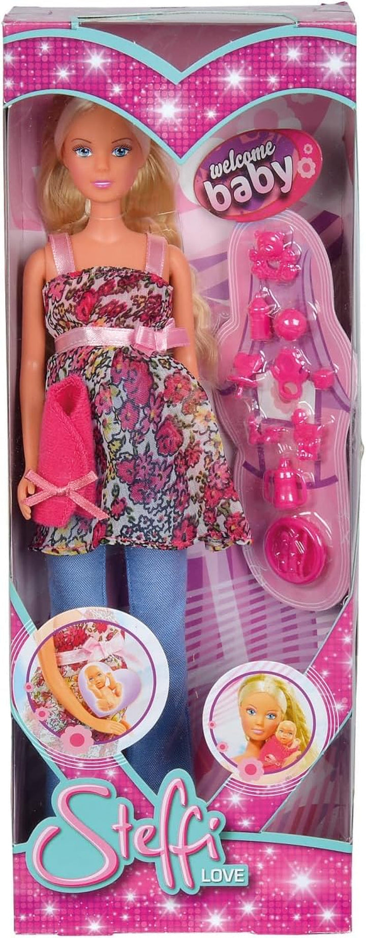 Simba 105734000 - Steffi Love Welcome Baby, Papusa insarcinata, Cu bebelusul in burtica, Accesoriu, Papusa de imbracat, 29Cm, Pentru copii de la 3 ani in sus Papusi Naty Shop