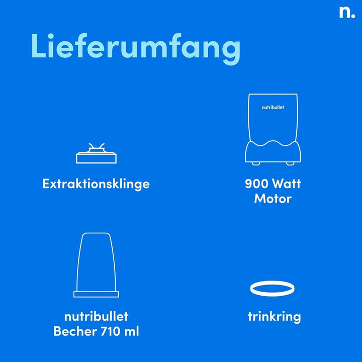 Nutribullet Pro, 900 Watt Leistung, Einfach Und Schnell in Der Anwendung, Kompakt, Leicht Zu Reinigen, Mit 700 Ml Becher, Smoothiemixer, Smoothie Maker, Elektrischer Mixer, NB904B, Schwarz Mama si Copilul Naty Shop