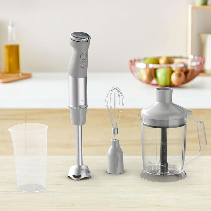 Tefal Quickchef+ 3-In-1 XL Stabmixer/Zerkleinerer/Schneebesen, 1000 W, Intuitive Geschwindigkeitsregelung, Turbo-Taste, Powelix-Messer-Technologie, Edelstahl, Grau, HB67MB30 Bucatarie Naty Shop