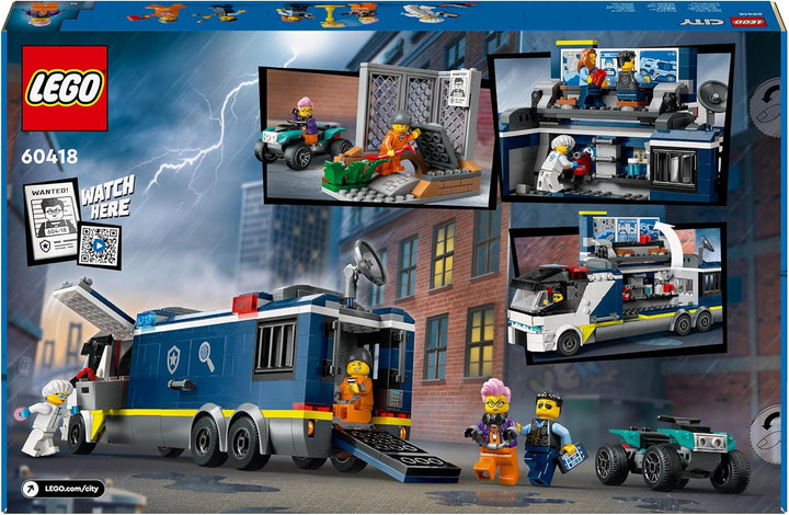 Camion de poliție LEGO City cu laborator, set de poliție cu quad și camion de jucărie pentru copii, cadou pentru băieți și fete de la 7 ani, plus 5 minifigurine - 2 polițiști, 1 om de știință și 2 escroci 60418 Seturi de constructie Besuche den LEGO-Store