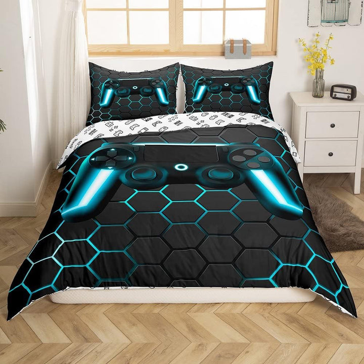 Gamer Bettwäsche Sets Für Jungen 155X220,Gaming Bettbezug Kinder Teens Männer Videospiel Zimmer Dekor Reversible Gaming Tröster Abdeckung Grün Retro Game Controller Bettbezug Weicher Luxus 2 Stücke