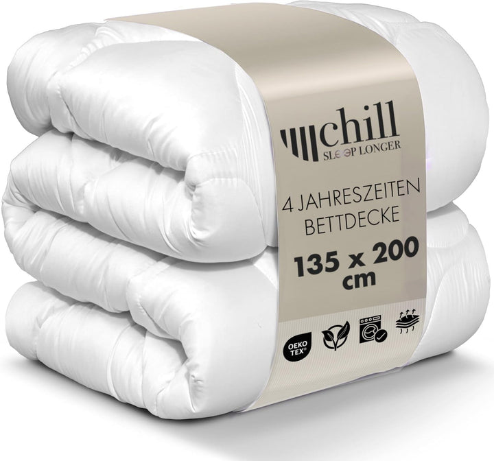 Plapumă 4 anotimpuri 135X200-2 în 1 plapumă all-season 135X200 - Plapumă respirabilă, lavabilă și vegană - Plapumă duo cu bandă de confort pentru dormit - Umplutură 500G & 700G Plapumi si pilote Naty Shop 135 X 200 Cm