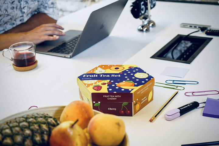 ACORUS | Set de ceaiuri de lux cu fructe | Set cadou cu ceaiuri naturale în 6 arome | Ceaiuri din plante, ceaiuri din fructe | Sortiment de ceaiuri | Cutie de ceai cu 60 de pliculețe