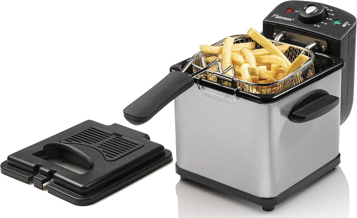 Friteuză cu ulei Bestron, Mini friteuză pentru 1 porție de cartofi prăjiți, pește sau nuggets Electrocasnice Naty Shop Argintiu