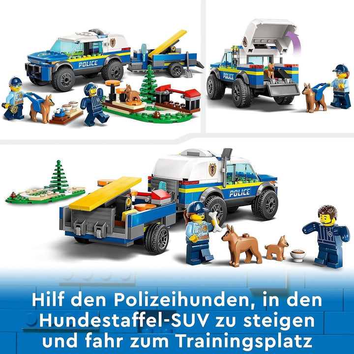 LEGO 60369 City Mobile Police Dog Training, mașină de poliție jucărie cu remorcă, figuri câine și cățel, set de animale pentru copii 5+ ani Seturi de constructie Besuche den LEGO-Store