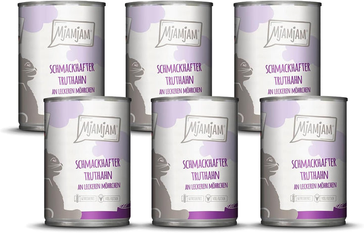 Mjamjam - Hrană umedă premium pentru pisici - Mixpaket V - Pure Meat Delight, pachet de 6 (6 X 800 G), fără cereale cu extra carne,Meaty