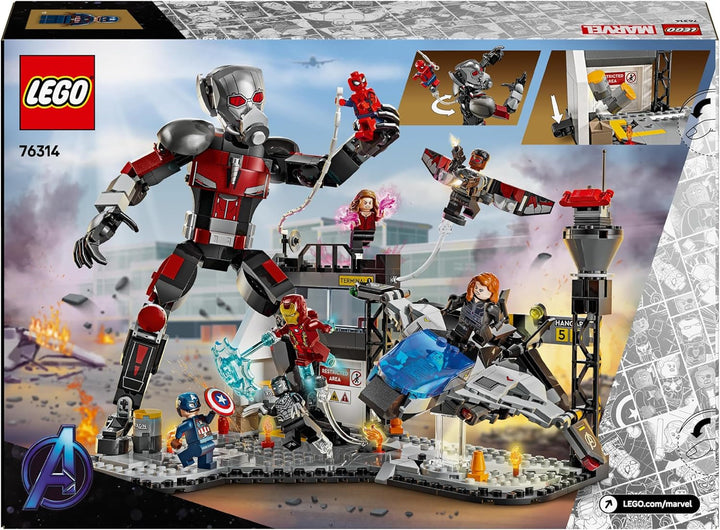 LEGO Marvel Captain America: Civil War Action Duel - Set de joacă pentru supereroi cu 8 minifigurine - Set de construcție și joacă cu avion de jucărie - Cadou pentru băieți și fete 76314 Seturi de constructie Besuche den LEGO-Store