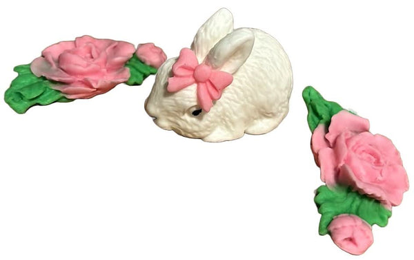 Set 3 decoratiuni comestibile din zahar, Iepuras Decoratiuni din Pasta de Zahar Nati Shop