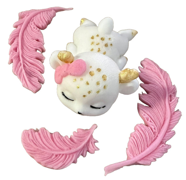 Set 4 decoratiuni comestibile din zahar, Pui de caprioara Decoratiuni din Pasta de Zahar Nati Shop