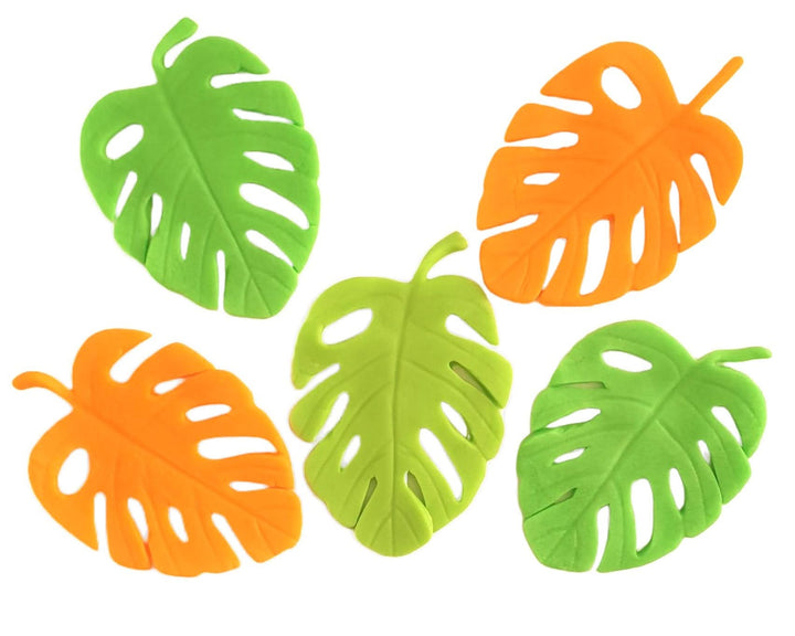 Set 5 decoratiuni comestibile din zahar, Frunze exotice Decoratiuni din Pasta de Zahar Nati Shop